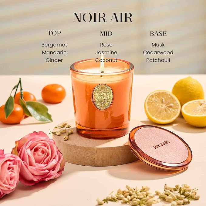 M&SENSE Natural Soy Candle | Noir Air& Neon Orange | 9.2 oz, 50H Burn Time | Luxury Scented Candle for Relaxation, Gifting, Home Décor | Ideal for Bedroom, Office, Party Ambiance