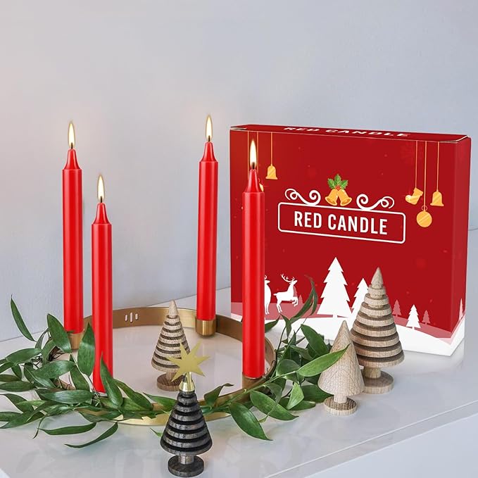 Set of 20 Red Candles –Spell Chime Candles for Christmas,Household, Wedding, Rituals, Prayer, Birthdays, Meditation, Altar,Party and Home Décor Candlesticks - 4 Inch Tall, Unscented (Red)