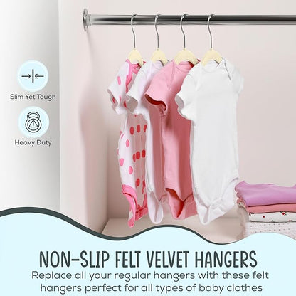 25 Premium Baby Velvet Hangers - 11.8 Inches Non-Slip & Ultra-Slim Baby Hangers for Space-Saving & Children Clothes - 360 Swivel Hook, Strong & Durable Infant & Toddler Clothes Hanger - Beige