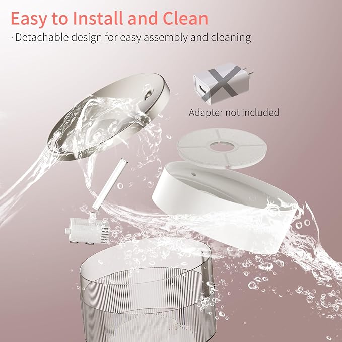 beQ Cat Water Fountain,2.5L/84oz Inside Ultra-Quiet Stainless Steel Automatic Pet Water Dispenser,BPA Free,Visible Water Level,with a Large Size Filter,Suitable for Cats & Small Dogs