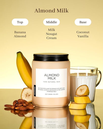 M&SENSE Almond Milk Scented Candles for Home, 19.4oz 110 Hours Long Lasting Non Toxic Natural Organic Soy Wax Relaxing Scented Candle Housewarming Gift for Friends Teachers