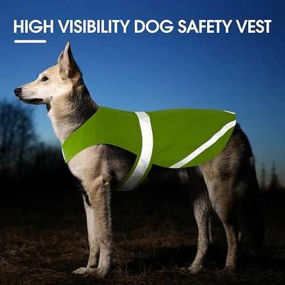 Kuoser Reflective Dog Vest, High Visibility Safety Vest for Medium to Large Dogs, Lightweight Pet Reflective Vests for Hunting Outdoor Activities Walking at Night, Fluorescent Green 2XL