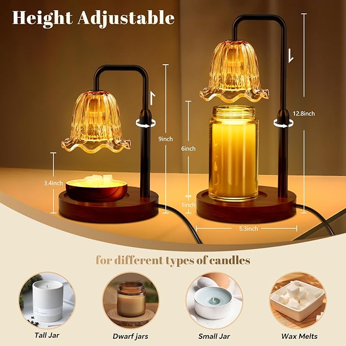 WarmEmbrace Candle Warmer Lamp with Timer Dimmer, Electric Candles Warmer Lamps for New Home Room Decor, Birthday Gifts for Women, Height-Adjustable Wax Melting Warmer Lamp for Jar Scented Candles