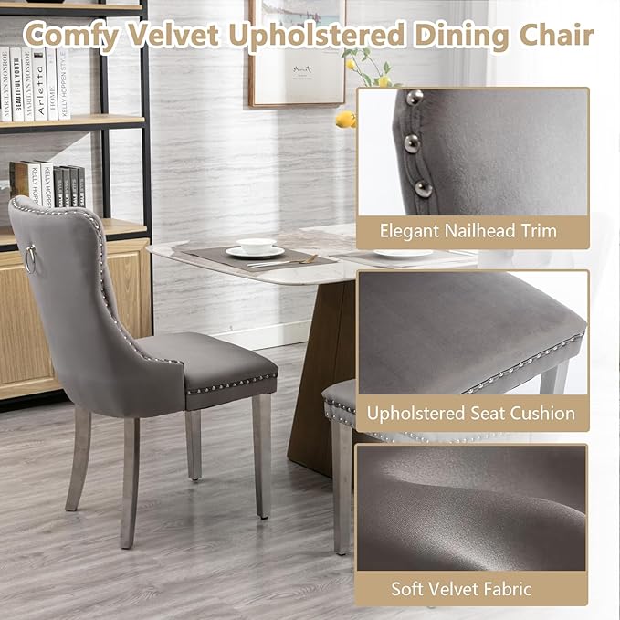 Goujxcy 7-Piece Dining Table Set Modern Faux Marble Dining Table Set for 6, Luxury 68" Long Faux Marble Kitchen Table with 6 Velvet Upholstered Chairs & Mirrored Stainless Steel Base