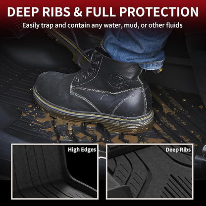 LASFIT Floor Mats for BMW 5 Series G60 2024 2025 2026 530i 540i xDrive, 100% TPE All Weather Custom Fit Floor Liners 1st & 2nd Row Car Liners Accessories Full Set, Black