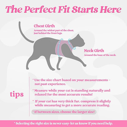 rabbitgoo Cat Harness and Leash Set for Walking Escape Proof, Adjustable Soft Kittens Vest with Reflective Strip for Cats, Comfortable Outdoor Vest, Pink, S