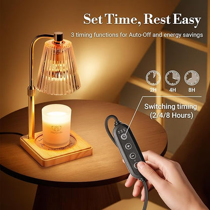 Marycele Candle Warmer Lamp with Timer for Yankee Candles, Adjustable Height Wax Melt Warmer, Birthday Gifts for Mom Women Sister, Vintage Amber Glass Lamp, Thanksgiving Decorations for Home Decor