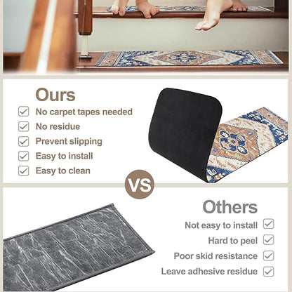 OJIA Stair Treads Non-Slip Square Capet Stair Treads Rubber Backing Stair Runner Anti-Slip Stair Landing Mat 31x31 Inch
