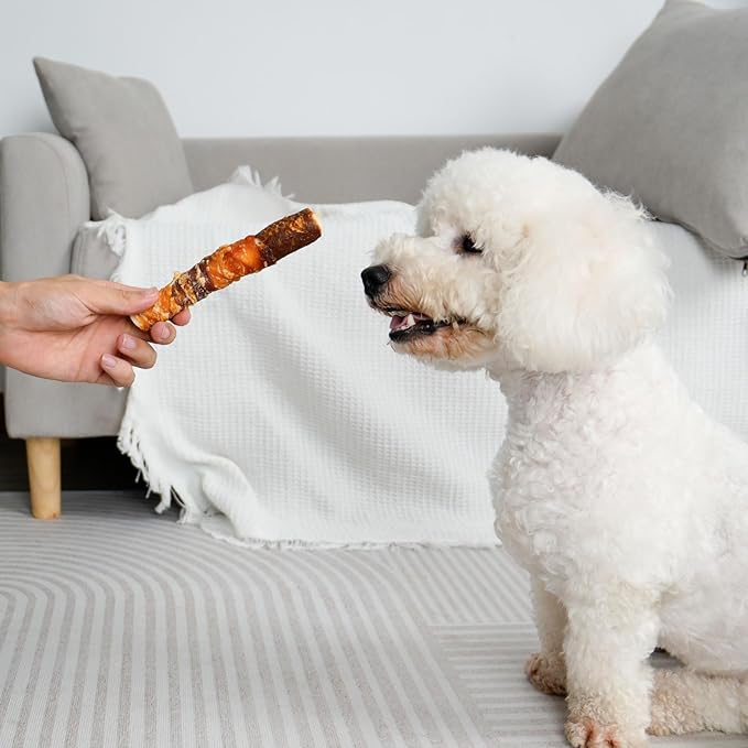MON2SUN Dog Treats, Triple Flavor 6 Inch Chicken Liver Duck and Chicken Wrapped Rawhide Sticks, Teeth Cleaning Snacks for Medium Dogs, 35.27 oz (20 Count-Pack of 1)