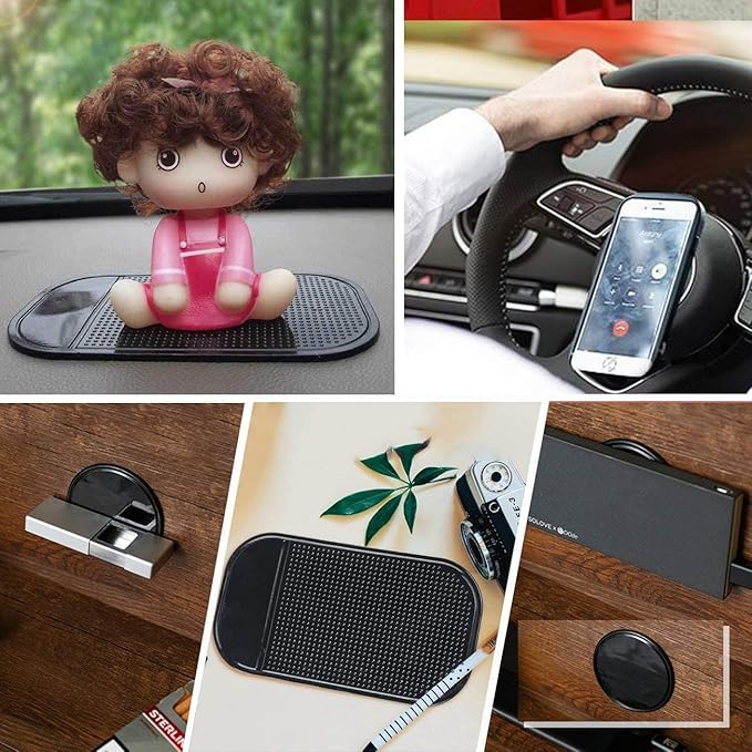 10pack Removable Silicone Sticky Anti-Slip Gel Pads Magic Gel Mat Stick to Car Dashboard Glass Mirrors Metal Tile Wall Kitchen Cell Phone Stand Recipe Holder Non-Slip Rug Pet Bowl Mat Pad