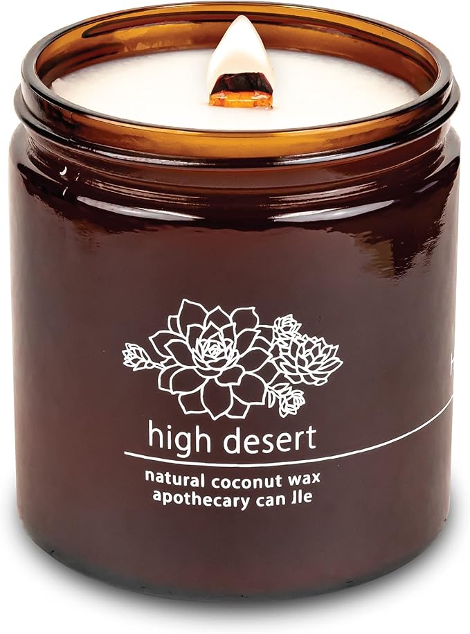 Hemlock Park Crackling Wood Wick Candle Handcrafted with Natural Coconut Wax (Large 16 oz, High Desert)