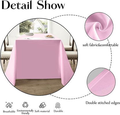 Rectangle Tablecloths 90x132 Inch 10 Pack Pink Tablecloth for 6ft Washable Decorative Polyester Table Cloths for 8ft Dining Table Banquets Buffet Parties and Wedding