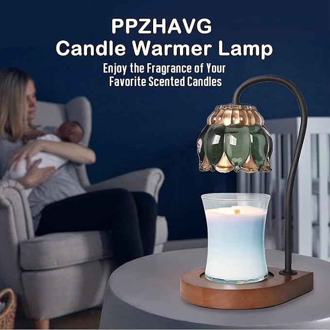 Candle Warmer Lamp Christmas Gifts - Birthday Gifts for Women Mom, Compatible with All Jar Candles, Wax Melt for Candle Home Decor, Modern Farmhouse Decor, Candle Warmer Timer DarkGreen