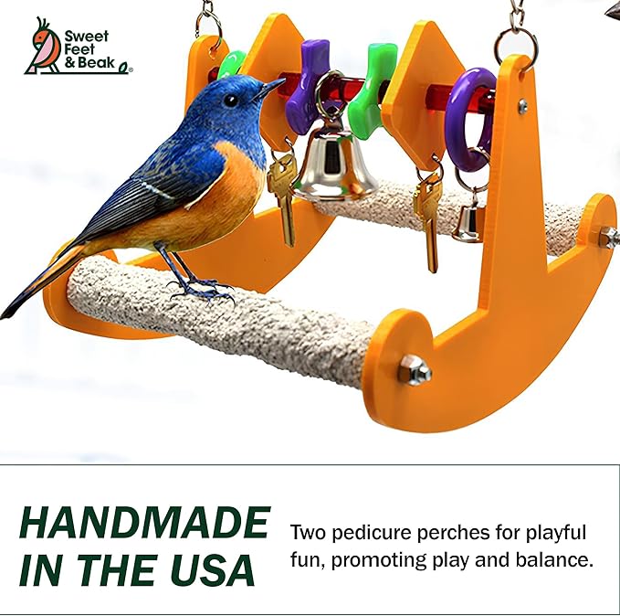 Sweet Feet & Beak Tweeter Totter Rocker - Perfect Cage Toy Stimulates Visual and Physical Activity - Safe, Non-Toxic, Cage Accessories for Birds