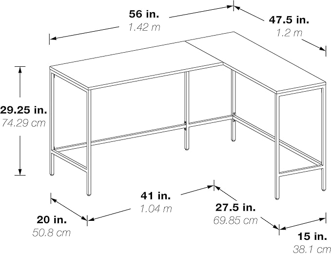 OSP Home Furnishings Contempo L-Shaped Desk, White