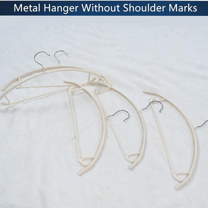 16.5 Inch Ivory No Shoulder Bumps No Mark Non-Slip Rubber Coated Contour Meta Hanger for Sweater T-Shirt Suit Coat Uniform with Pants Bar Pack of 20