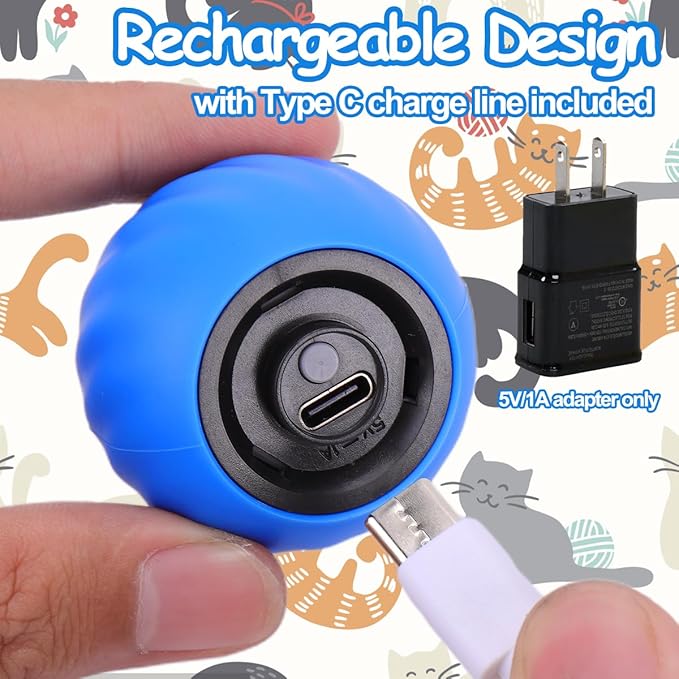 2PCS Interactive Cat Ball Toy, Self Rolling Ball with Cover Anti-Scratch for Bored Indoor Cat Chasing, Obstacle Avoidance Smart Cat Toys for Enrichment, Motion Activated Toys to Keep Them Busy