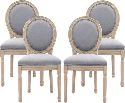 Nrizc French Bistro Chairs Set of 4, French Country Farmhouse Wood Round Back Dining Chair, for Dining Room/Living Room/Bedroom