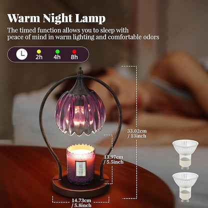 Candle Warmer Lamp, Dimmable Candle Warmer with Timer, Vintage Candles Wax Warmers for Jar Candles Birthday Gifts for Women, Christmas Gifts for Mom, Home Decor for Bedroom Living Room, Purple Black