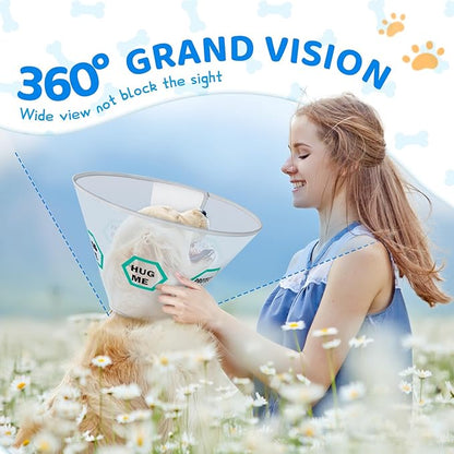 Supet Dog Cone Collar After Surgery to Stop Licking: Adjustable Recovery Elizabeth Collar Alternative for Large Medium Small Dogs, Plastic Pet Head Neck Cone (XS)