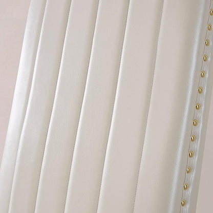 AUZ White Leather Dining Chairs Set of 6, Luxury White and Gold Upholstered Dining Room Chairs with Nailhead Trim, Modern Dining Chair with Polished Gold Metal Legs