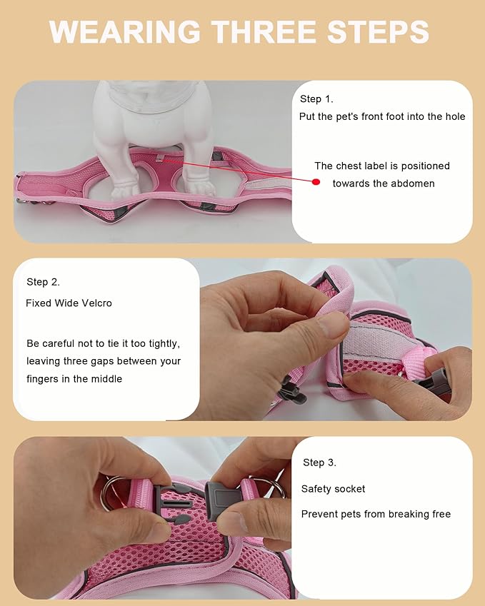 S Orange Soft Mesh Dog Harness and Leash Set,No Escape Puppy Harnesses for Training Walking， Reflective Adjustable Puppy Vest for Small Medium Dogs, Cats (Orange, S)