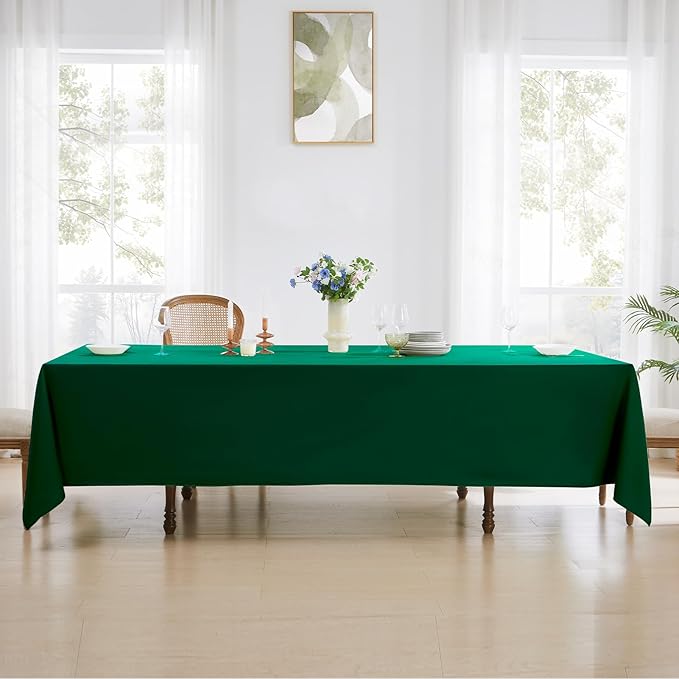 Rectangle Tablecloths 90x132 Inch 10 Pack Dark Green Tablecloth for 6ft Washable Decorative Polyester Table Cloths for 8ft Dining Table Banquets Buffet Parties and Wedding