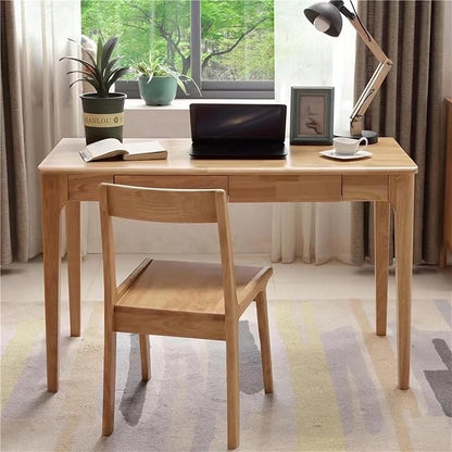 Solid Wood Desk with Drawers, Small Computer Desk for Small Spaces, Gaming Study Home Office Desks for Work, Student PC Desk for Bedroom, Escritorios para Cuartos (Wood Color, 47inch)