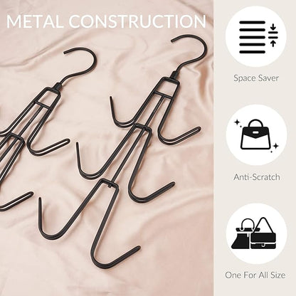 ZEDODIER Purse Hanger Organizer for Closet, 2 Pack Hanging Bag Holder, Keeping Purses Visible And In Good Condition, Metal Handbag Storage Hook Backpack Rack Space Saving Hanger, Black