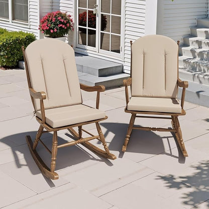 Crestlive Products 50x20 Inch Adirondack Chair Cushions Set of 2 Outdoor Rocking Chair Cushions Water Resistant High Back, Beige