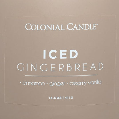 Colonial Candle Iced Gingerbread Scented Jar Candle, Pop of Color Collection, 3 Wick, 14.5 oz - Up to 60 Hours Burn