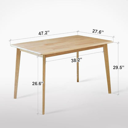 Livinia Canberra 47.2" Rectangular Wooden Dining Table/Mid Century Modern Malaysian Oak Kitchen Table (Natural-Oak) Table Only