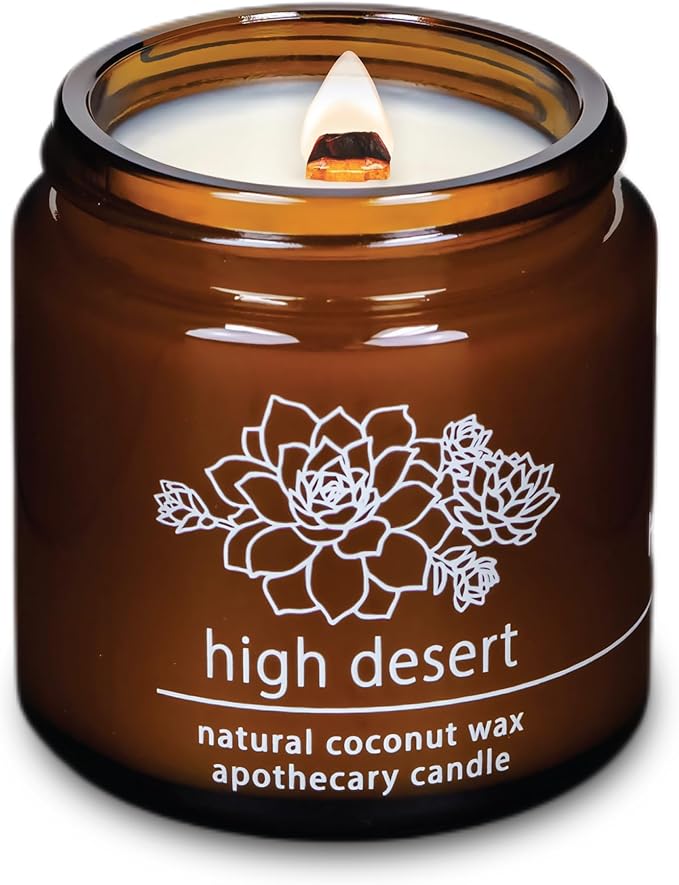 Hemlock Park Crackling Wood Wick Candle Handcrafted with Natural Coconut Wax (Small 4 oz, High Desert)