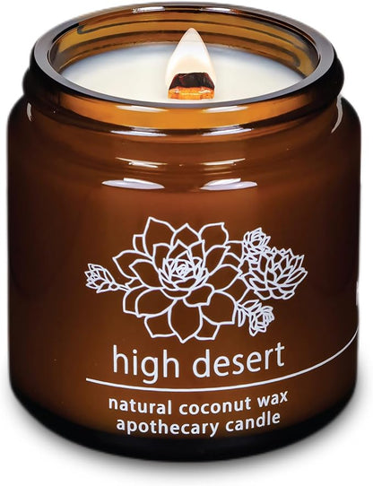 Hemlock Park Crackling Wood Wick Candle Handcrafted with Natural Coconut Wax (Small 4 oz, High Desert)