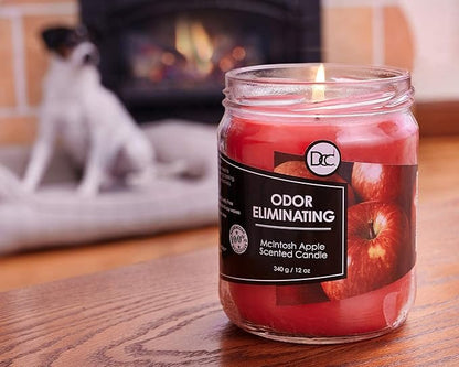 Mcintosh Apple Odor Eliminating Highly Fragranced Candle - Eliminates 95% of Pet, Smoke, Food, and Other Smells Quickly - Up to 80 Hour Burn time - 12 Ounce Premium Soy Blend