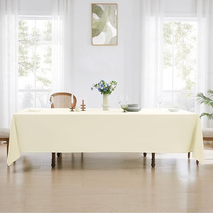 Rectangle Tablecloths 90x132 Inch 2 Pack Ivory Tablecloth for 6ft Washable Decorative Linen Polyester Table Cloths for 8ft Dining Table Banquets Buffet Parties and Wedding