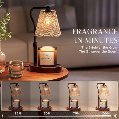Candle Warmer Lamp with Timer Dimmable, Height Adjustable Wax Melt Warmer for Home Decor & New Home Bedroom, Vintage Candle Lamp for Scented Wax Jar Candles with 2 Bulbs,Birthday Gift for Women & Moms