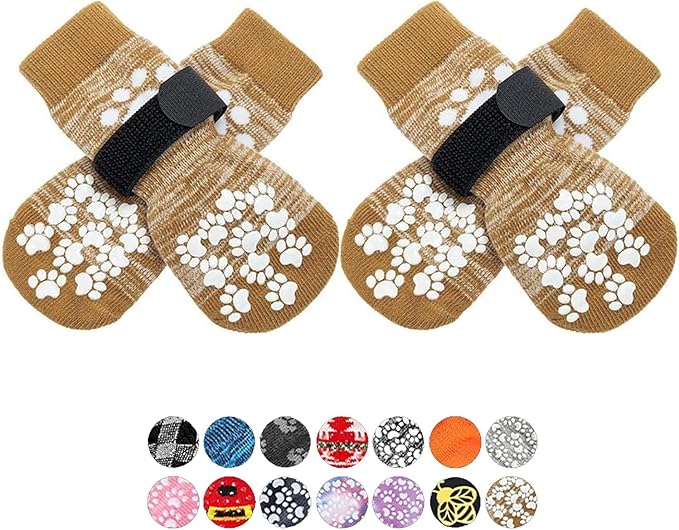 EXPAWLORER Anti Slip Dog Socks to Prevent Licking Paws, Dog Shoes for Hot Pavement, Dog Booties for Small Medium Large Senior Dogs, Traction Control Boots & Paw Protectors for Hardwood Floors