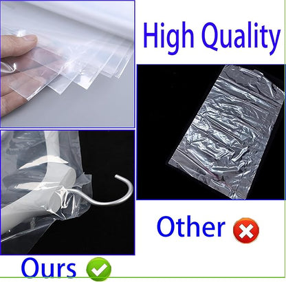 20 Pack (18x 28In) Plastic Clear Clothes Covers,For children's clothes，Dry Cleaners Bags Hanging Clothing Covers Clear Garment Bags Hanging Dust-proof Clothing Protector Covers.