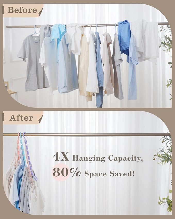 Space Saving Hangers for 144 Clothes, Reinforced Collapsible Hangers with 360° Swivel Hook, Hanger Hooks Space Saver for Closet Organizers and Storage, Dorm Room Essentials, Fully Assembled, Black