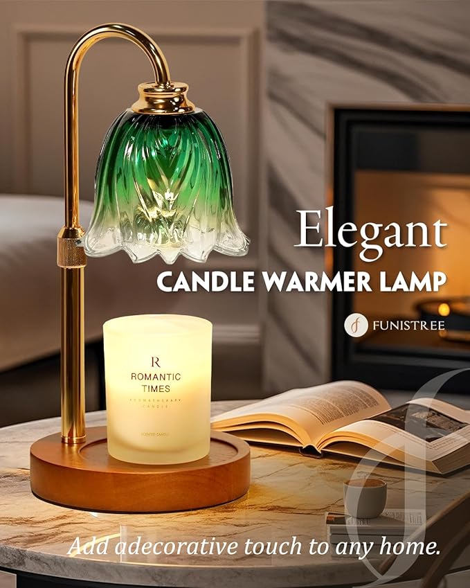 Candle Warmer Lamp, Gold Candle Lamp Warmer with Timer & Dimmer with 2 Bulbs, Birthday Gifts for Women Mom, Christmas Gifts, House Warming Gifts New Home Bedroom Decor, Height Adjustable