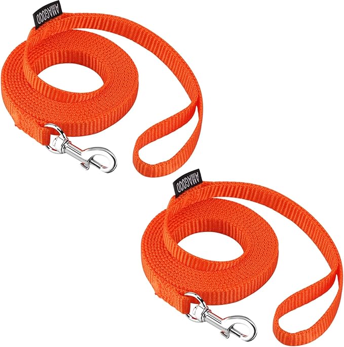 AMAGOOD 6 FT Cat Leash, Strong and Durable Traditional Style Leash with Easy to Use Collar Hook,Cat Lead Great for Cats(3/8" x 6 ft,Orange(Pack of 2))