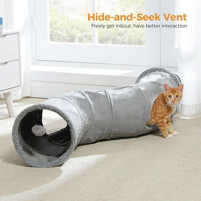 PAWZ Road Cat Tunnel Collapsible S Shape Cat Tunnels for Indoor Cats Cat Play Tube 51 Inches Long 10.5 Inches in Diameter