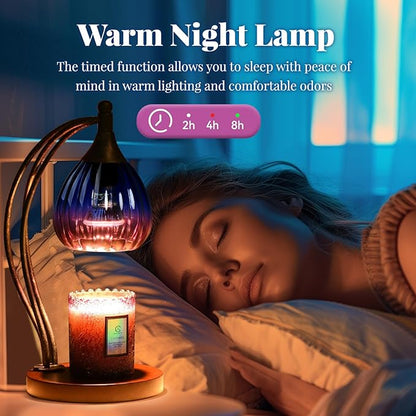 Candle Warmer Lamp with Timer Dimmer - Electric Candle Warmer Light Wax Warmer for Jar Candles - Candle Lamp Warmer Unique Gifts for Women Mom House Warming Gifts New Home Decor Blue Purple Gradient