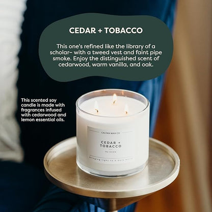 Calyan Wax Co. Fall 3 Wick Scented Candle Gift Set - 4 Luxury Autumn Scented Candles - 43 Hour Burn - 3 Wick Non Toxic Soy Wax Candles - Long Lasting Large Glass Jar Candle for Home - 14.9oz