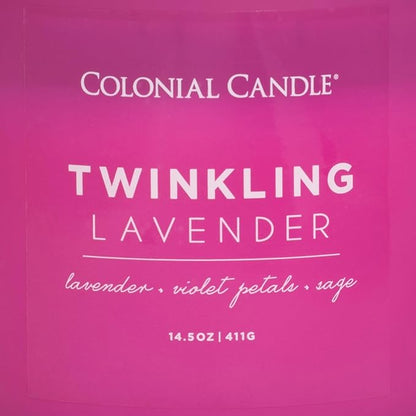 Colonial Candle Pop of Color Twinkling Lavender 14.5 Oz Scented Matt Glass Jar Candle, Three Premium Cotton Wicks
