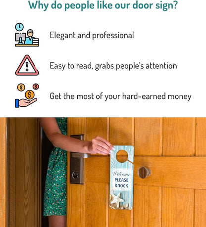 Do Not Disturb Door Hanger Sign, 2 Pack (Printed on Both Sides), 9.3″x3.5″ PVC Plastic, Please Do Not Disturb Sign for Home, Office, Hotel, Bathroom, Bedroom, Counseling, Therapists, Clinic, Starfish