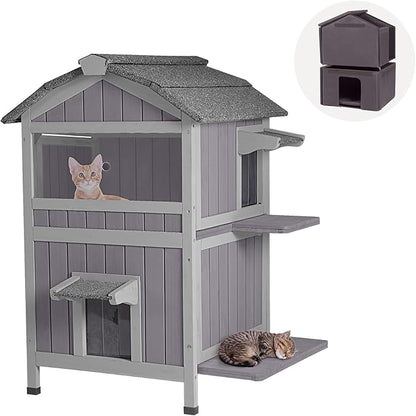 GUTINNEEN Outdoor Cat House Insulated for Winter Waterproof Feral Cat Shelter…