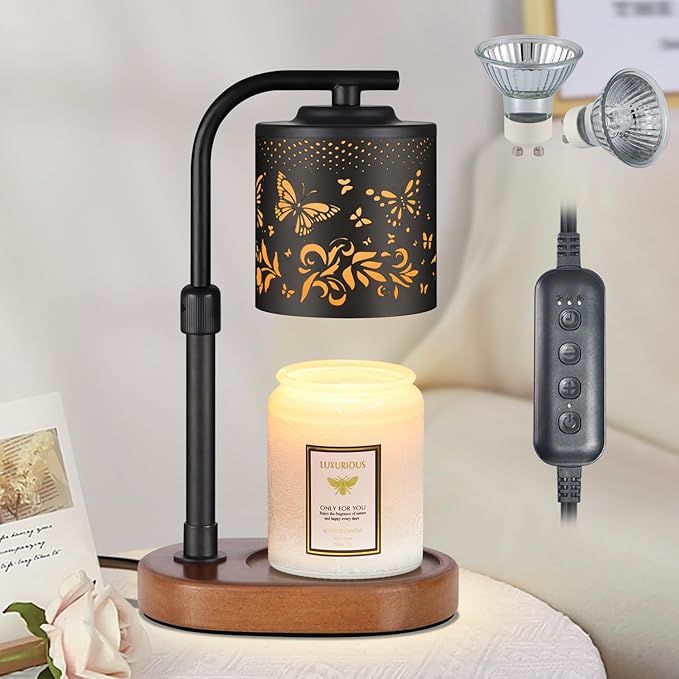 kobodon Candle Warmer Lamp with Timer,Birthday Gifts for Women Mom,Adjustable Height for Scented Jar Candles,Electric Candle Lamp Warmer for Home Decor(Butterfly)