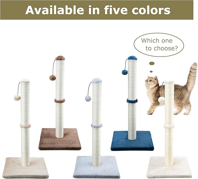 Dimaka 29" Tall Cat Scratching Post, Claw Scratcher with Sisal Rope and Covered with Soft Smooth Plush